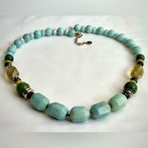 Barse Amazonite Beaded Necklace | Faceted Quartz Accents | 925 Sterling Silver